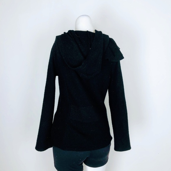 Sparrow Black Felted Wool Hooded Zip Cardigan - Picture 5 of 6